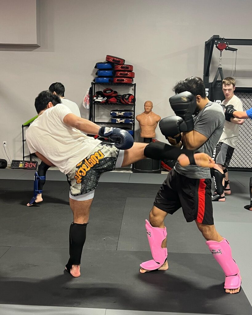 Muay Thai kicking technique demonstrated at Ground Control Palm Beach